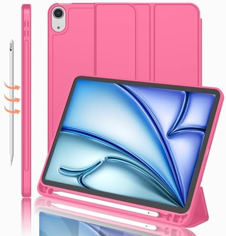 iMieet iPad Air 11 Inch Case M4/M3/M2 2026/2025/2024   iPad Air 5th/4th Generation Case 2022/2020 10 9 Inch with Pencil Holder Trifold Stand Smart Case with Soft TPU Back Black 