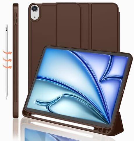 iMieet iPad Air 11 Inch Case M4/M3/M2 2026/2025/2024   iPad Air 5th/4th Generation Case 2022/2020 10 9 Inch with Pencil Holder Trifold Stand Smart Case with Soft TPU Back Black 
