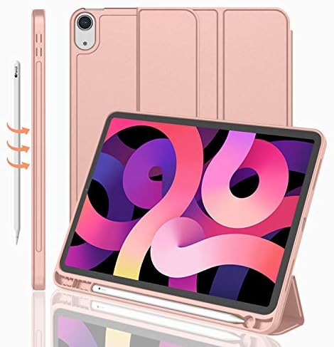 iMieet iPad Air 11 Inch Case M4/M3/M2 2026/2025/2024   iPad Air 5th/4th Generation Case 2022/2020 10 9 Inch with Pencil Holder Trifold Stand Smart Case with Soft TPU Back Black 