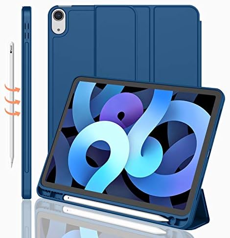 iMieet iPad Air 11 Inch Case M4/M3/M2 2026/2025/2024   iPad Air 5th/4th Generation Case 2022/2020 10 9 Inch with Pencil Holder Trifold Stand Smart Case with Soft TPU Back Black 