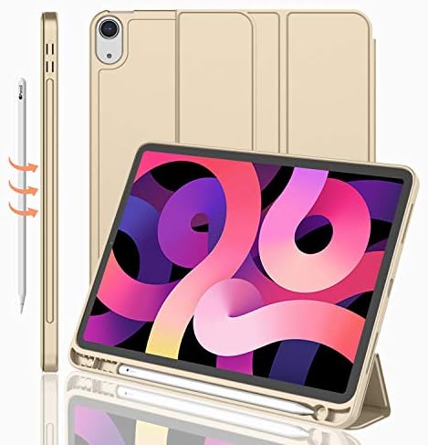 iMieet iPad Air 11 Inch Case M4/M3/M2 2026/2025/2024   iPad Air 5th/4th Generation Case 2022/2020 10 9 Inch with Pencil Holder Trifold Stand Smart Case with Soft TPU Back Black 