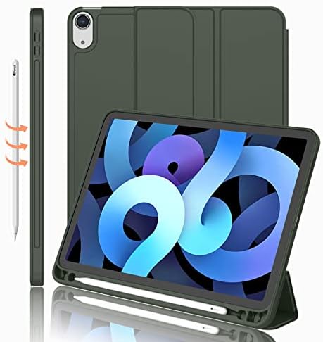 iMieet iPad Air 11 Inch Case M4/M3/M2 2026/2025/2024   iPad Air 5th/4th Generation Case 2022/2020 10 9 Inch with Pencil Holder Trifold Stand Smart Case with Soft TPU Back Black 