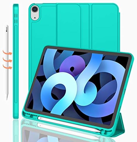 iMieet iPad Air 11 Inch Case M4/M3/M2 2026/2025/2024   iPad Air 5th/4th Generation Case 2022/2020 10 9 Inch with Pencil Holder Trifold Stand Smart Case with Soft TPU Back Black 