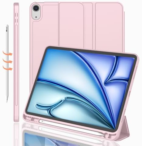 iMieet iPad Air 11 Inch Case M4/M3/M2 2026/2025/2024   iPad Air 5th/4th Generation Case 2022/2020 10 9 Inch with Pencil Holder Trifold Stand Smart Case with Soft TPU Back Black 