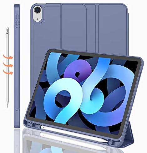 iMieet iPad Air 11 Inch Case M4/M3/M2 2026/2025/2024   iPad Air 5th/4th Generation Case 2022/2020 10 9 Inch with Pencil Holder Trifold Stand Smart Case with Soft TPU Back Black 