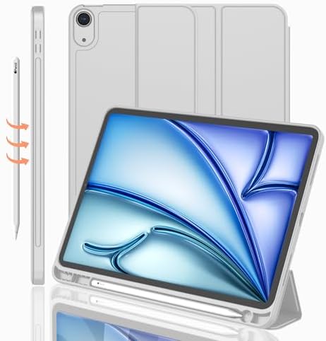 iMieet iPad Air 11 Inch Case M4/M3/M2 2026/2025/2024   iPad Air 5th/4th Generation Case 2022/2020 10 9 Inch with Pencil Holder Trifold Stand Smart Case with Soft TPU Back Black 