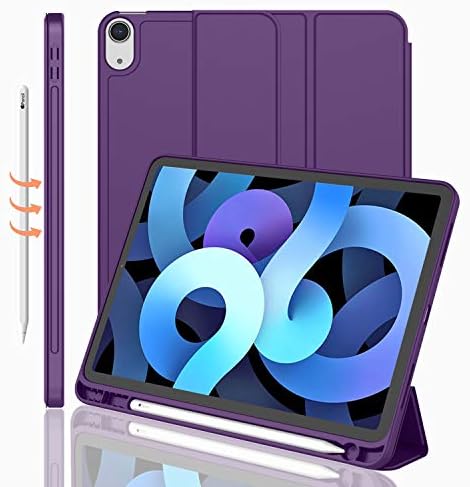 iMieet iPad Air 11 Inch Case M4/M3/M2 2026/2025/2024   iPad Air 5th/4th Generation Case 2022/2020 10 9 Inch with Pencil Holder Trifold Stand Smart Case with Soft TPU Back Black 