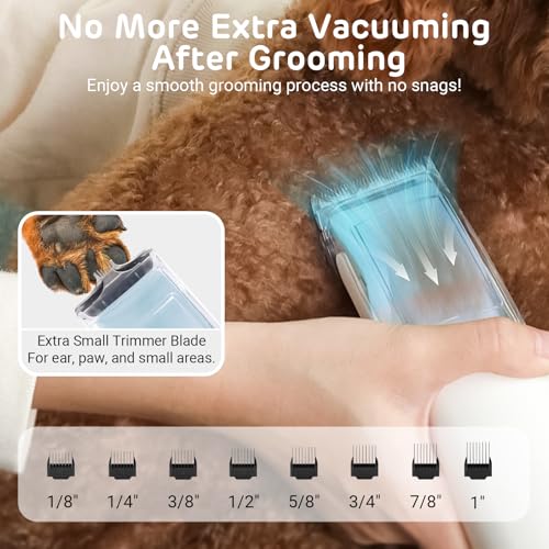 iPettie D23 Pro Pet Grooming Kit for Dogs  Vacuum Dog Brush and Dog Trimmer Vacuum   95 F 140 F Adjustable Temperature  Adjustable Wind Speed  23000 PA Suction for All Pet Grooming Needs