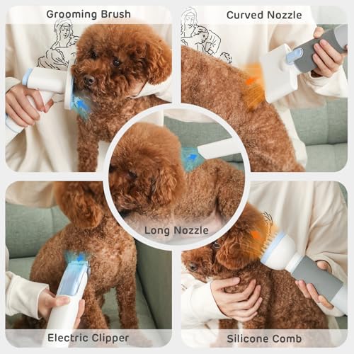 iPettie D23 Pro Pet Grooming Kit for Dogs  Vacuum Dog Brush and Dog Trimmer Vacuum   95 F 140 F Adjustable Temperature  Adjustable Wind Speed  23000 PA Suction for All Pet Grooming Needs