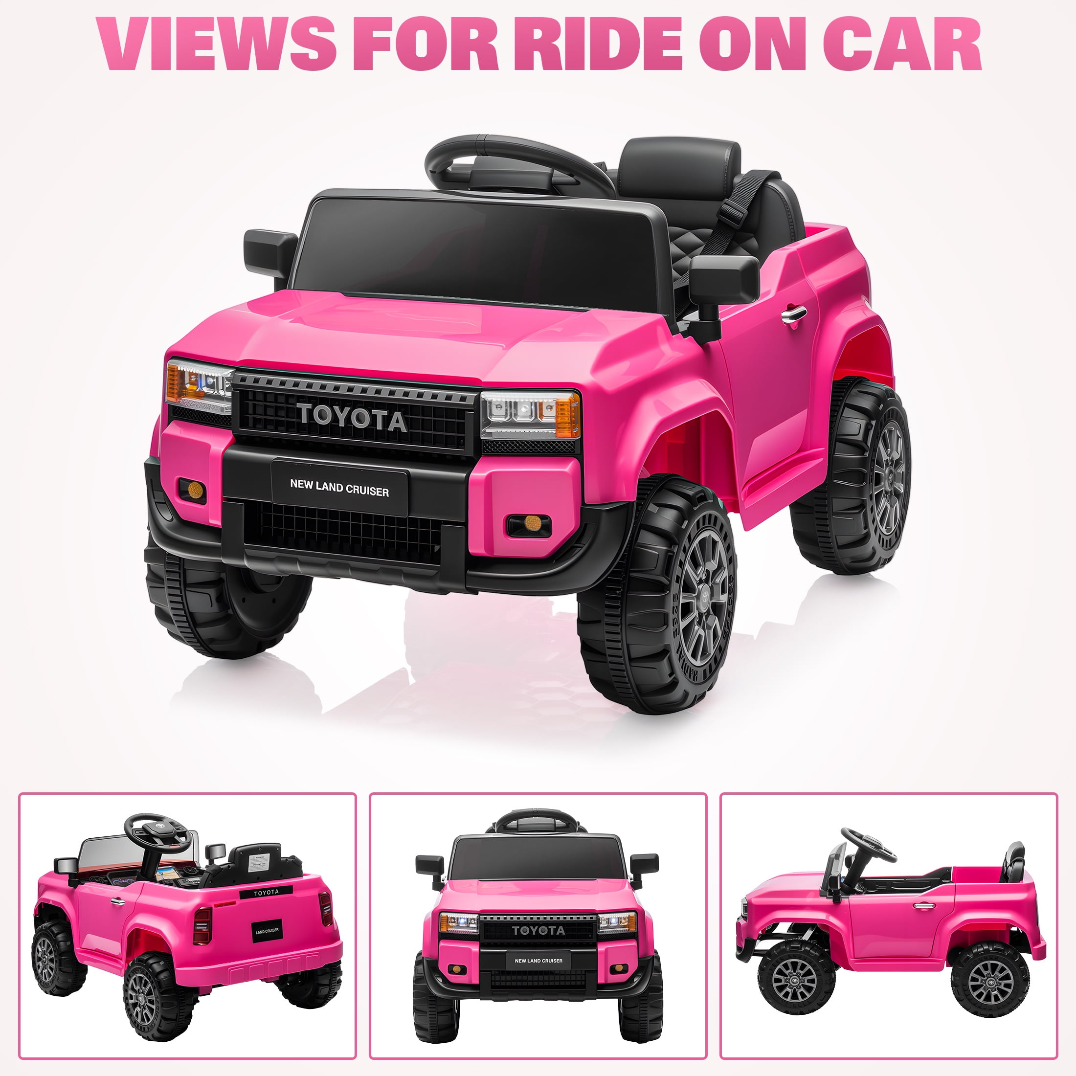 iRerts 12V Electric Ride on Cars  Ride on Toys for Toddlers with Remote Control  Bluetooth  Music  USB Ports  LED Light  4 Wheel Suspension  Kids Electric Car for Girls Boys Gifts Ages 2 5  Pink