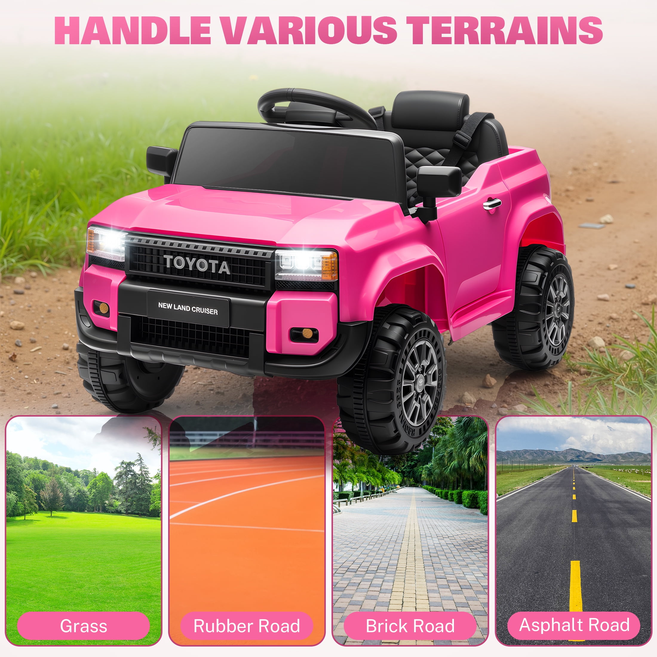 iRerts 12V Electric Ride on Cars  Ride on Toys for Toddlers with Remote Control  Bluetooth  Music  USB Ports  LED Light  4 Wheel Suspension  Kids Electric Car for Girls Boys Gifts Ages 2 5  Pink