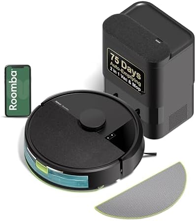 iRobot Roomba 105X Robot Vacuum & Mop Combo  AutoEmpty Dock  Self Emptying for Up to 75 Days  70  Power Lifting Suction  Smart LiDAR Mapping  App & Voice Control  Ideal for Homes with Pets & Kids