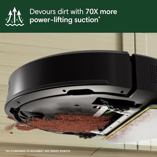 iRobot Roomba 105X Robot Vacuum & Mop Combo  AutoEmpty Dock  Self Emptying for Up to 75 Days  70  Power Lifting Suction  Smart LiDAR Mapping  App & Voice Control  Ideal for Homes with Pets & Kids