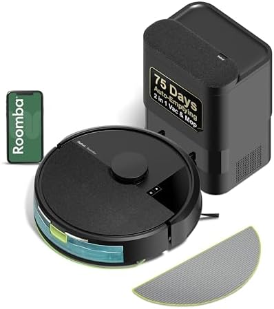iRobot Roomba 105 Combo Robot Vacuum & Mop with AutoEmpty Dock   Self Empties for 75 Days  Intense Power Lifting Suction  LiDAR Navigation  Multiple Cleaning Modes  Avoids Mopping Carpet