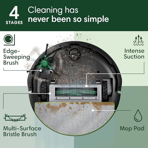 iRobot Roomba 105 Combo Robot Vacuum & Mop with AutoEmpty Dock   Self Empties for 75 Days  Intense Power Lifting Suction  LiDAR Navigation  Multiple Cleaning Modes  Avoids Mopping Carpet