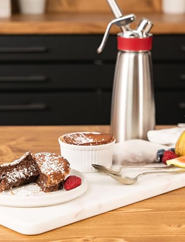 iSi Gourmet Whip  1 Quart    Multifunctional Food Whipper for Warm & Cold Application  Stainless Steel Cream Canister   Includes 3 Decorating Tips  Dishwasher Safe   Professional Culinary Tool