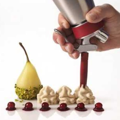 iSi Gourmet Whip  1 Quart    Multifunctional Food Whipper for Warm & Cold Application  Stainless Steel Cream Canister   Includes 3 Decorating Tips  Dishwasher Safe   Professional Culinary Tool