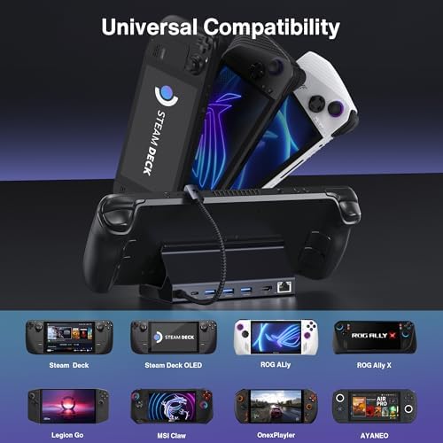 iVANKY 4K 144Hz Steam Deck Dock  8 in 1 Docking Station for ASUS ROG Ally X/Legion Go/MSI Claw  ROG Alloy/Valve Stream Deck OLED Hub  HDMI 2 1  1Gbps Ethernet  3 USB A 3 0  100W Charge
