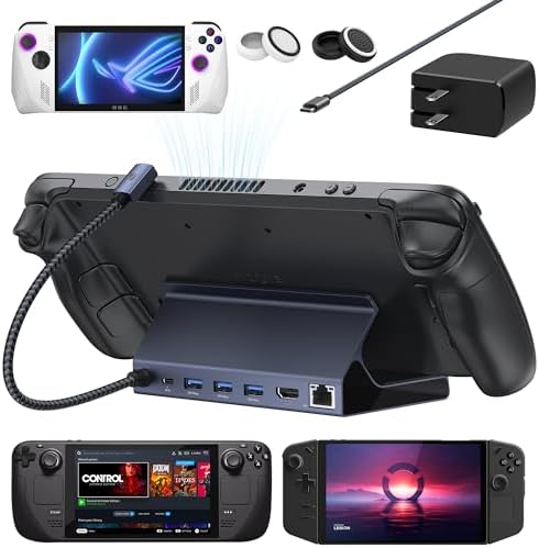 iVANKY 4K 144Hz Steam Deck Dock  8 in 1 Docking Station for ASUS ROG Ally X/Legion Go/MSI Claw  ROG Alloy/Valve Stream Deck OLED Hub  HDMI 2 1  1Gbps Ethernet  3 USB A 3 0  100W Charge