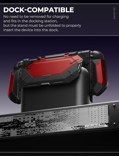 i Blason Dockable for Nintendo Switch 2 Case with Stand  Game Card Storage   All in One Grip Case   Convenient Foldable Joycon Holder  Comfortable Ergonomic Grip Protective Cover for Switch 2  Red