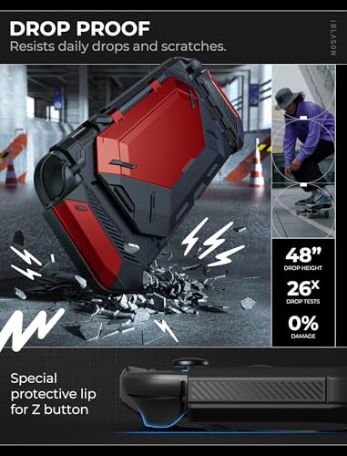 i Blason Dockable for Nintendo Switch 2 Case with Stand  Game Card Storage   All in One Grip Case   Convenient Foldable Joycon Holder  Comfortable Ergonomic Grip Protective Cover for Switch 2  Red