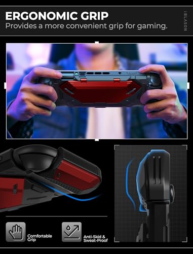 i Blason Dockable for Nintendo Switch 2 Case with Stand  Game Card Storage   All in One Grip Case   Convenient Foldable Joycon Holder  Comfortable Ergonomic Grip Protective Cover for Switch 2  Red
