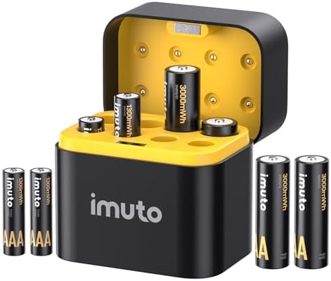 imuto Rechargeable AAA Batteries Lithium 16 Pack with Fast Charger 1300mWh 1 5V Constant Output Triple a Lithium Batteries 1600 Cycles Long Lasting