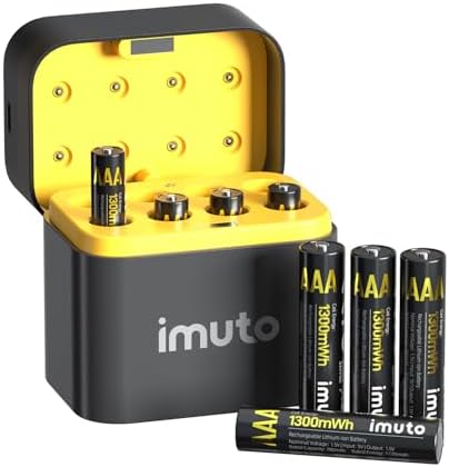 imuto Rechargeable AAA Batteries Lithium 16 Pack with Fast Charger 1300mWh 1 5V Constant Output Triple a Lithium Batteries 1600 Cycles Long Lasting