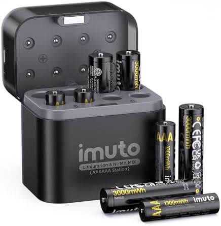 imuto Rechargeable AAA Batteries Lithium 16 Pack with Fast Charger 1300mWh 1 5V Constant Output Triple a Lithium Batteries 1600 Cycles Long Lasting