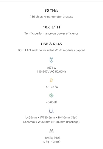 in Stock Avalon Q 90TH/s Bitcoin Miner by New Canaan   1674W 18 6J/TH ASIC Miner  Ultra Quiet Home Mining  110V 240V Original Power Cord Included