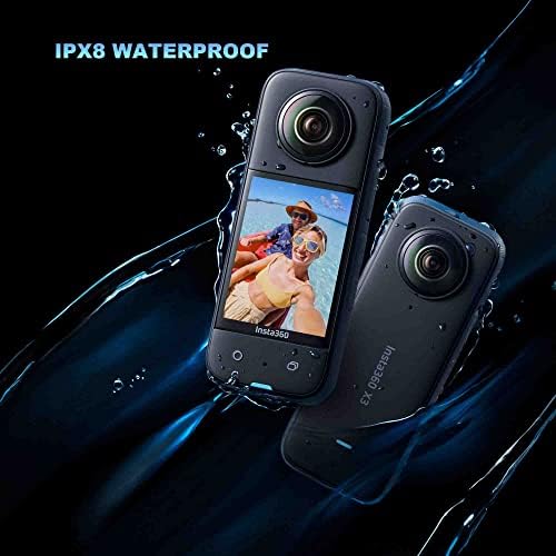 insta360 X3 360 Degree Waterproof Action Camera  5 7K 360  Stabilization  Touch Screen  AI Editing  Live Streaming  Webcam  Voice Control  Black