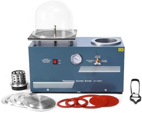 lakimi Vacuum Investing Casting Machine 2L   Vacuum Machine with 3 CFM Pump & Bell Jar for Jewelry Casting Molds Processing CM01 110V LK CM01