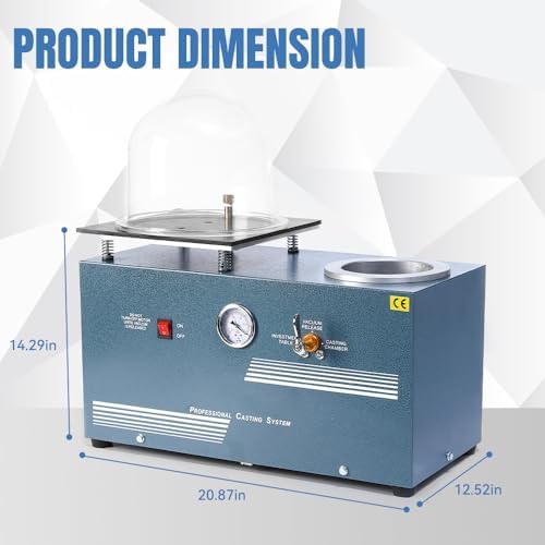 lakimi Vacuum Investing Casting Machine 2L   Vacuum Machine with 3 CFM Pump & Bell Jar for Jewelry Casting Molds Processing CM01 110V LK CM01