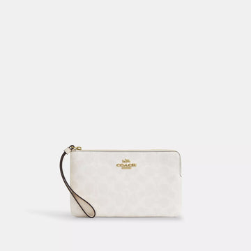 large corner zip wristlet in signature canvas
