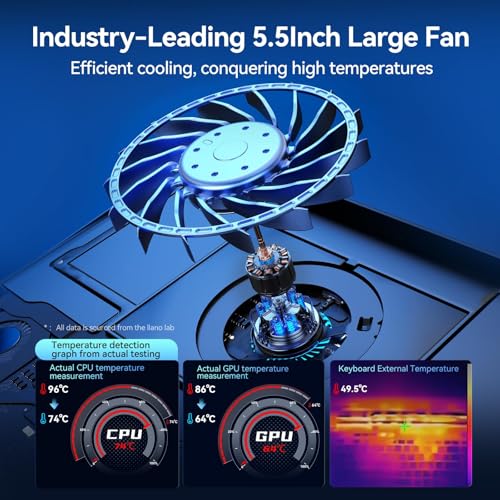 llano V12 RGB Laptop Cooling Pad  Gaming Laptop Cooler with 5 5 Inch Powerful Turbofan  Fast Cooling Laptop 15 6 21in  Adjustable Speed  Touch Control  LCD Screen  Black  RGB