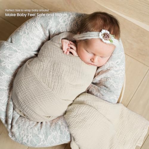lulumoon Muslin Swaddle Blanket Baby   Cotton Swaddling Blanket Soft Baby Receiving Blankets Neutral 3Pack Olive