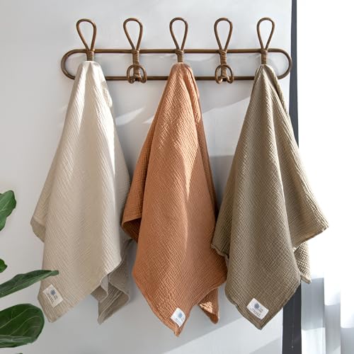 lulumoon Muslin Swaddle Blanket Baby   Cotton Swaddling Blanket Soft Baby Receiving Blankets Neutral 3Pack Olive