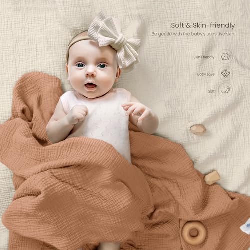 lulumoon Muslin Swaddle Blanket Baby   Cotton Swaddling Blanket Soft Baby Receiving Blankets Neutral 3Pack Olive