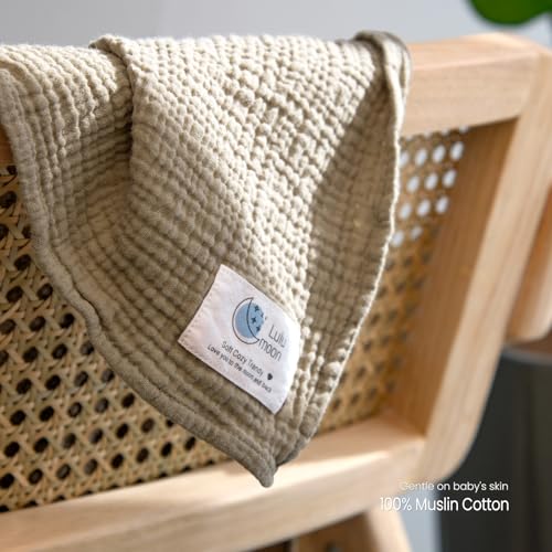 lulumoon Muslin Swaddle Blanket Baby   Cotton Swaddling Blanket Soft Baby Receiving Blankets Neutral 3Pack Olive