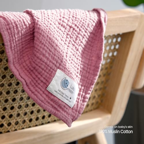 lulumoon Muslin Swaddle Blanket Baby Cotton Swaddling Blanket Soft Baby Receiving Blankets Neutral 3Pack Pink Purple