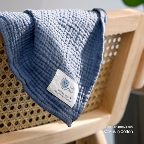 lulumoon Muslin Swaddle Blanket Baby   Cotton Swaddling Blanket Soft Baby Receiving Blankets Neutral 3Pack Navy