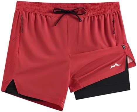 maamgic Mens Athletic Running Shorts with Liner Ultra Lightweight Workout Shorts 5/ 7