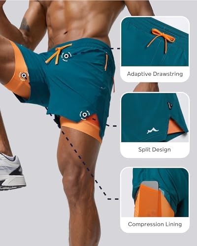 maamgic Mens Athletic Running Shorts with Liner Ultra Lightweight Workout Shorts 5/ 7