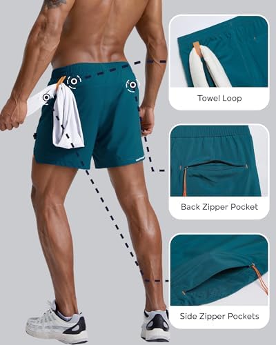 maamgic Mens Athletic Running Shorts with Liner Ultra Lightweight Workout Shorts 5/ 7