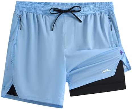 maamgic Mens Athletic Running Shorts with Liner Ultra Lightweight Workout Shorts 5/ 7