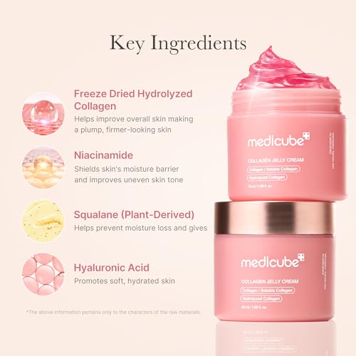 medicube Collagen Jelly Cream  Niacinamide & Freeze Dried Hydrolyzed Collagen   Boosts skins barrier hydration and gives 24h Glow & Lifted Look   Korean skincare  1 69 Fl Oz  Pack of 1