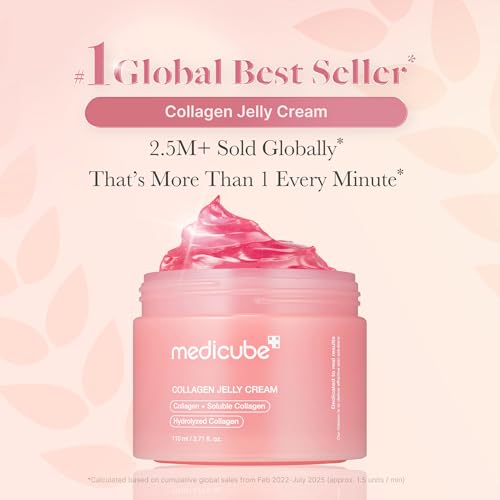 medicube Jelly Cream with Collagen  Niacinamide   Freeze Dried Hydrolyzed Collagen for Skin Barrier Hydration & 24H Glow   Plumper  Firmer looking skin   3 71 fl oz