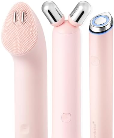 medicube Mini Booster Pro Plus Face Roller Device Set   2 in 1 Massage & Skincare Device   Jawline Care & Depuffing   Face & Body Massager with 3 Vibration Modes   Korean Facial Device  Pink