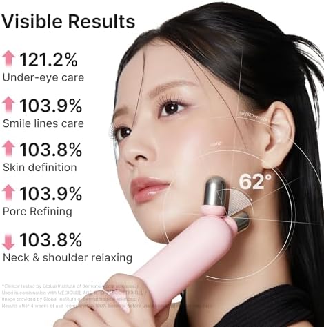 medicube Mini Booster Pro Plus Face Roller Device Set   2 in 1 Massage & Skincare Device   Jawline Care & Depuffing   Face & Body Massager with 3 Vibration Modes   Korean Facial Device  Pink