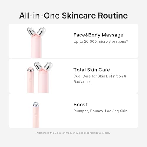 medicube Mini Booster Pro Plus Face Roller Device Set   2 in 1 Massage & Skincare Device   Jawline Care & Depuffing   Face & Body Massager with 3 Vibration Modes   Korean Facial Device  Pink